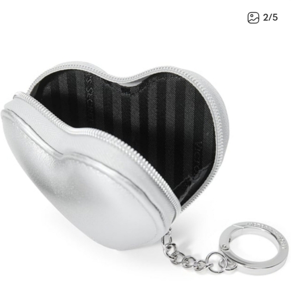 Victoria's Secret Metallic Heart Keychain🩶🤍🩶 - Picture 2 of 5